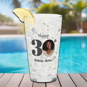Bold 30th Birthday Photo Glass
