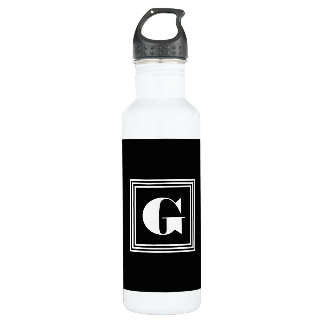 Bold 3 Frame Monogram | Black & White 710 Ml Water Bottle (Front)