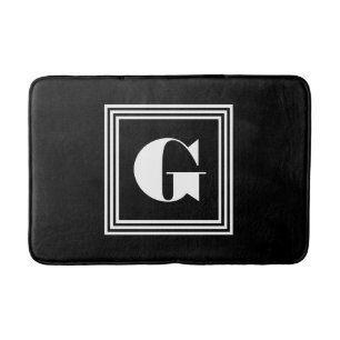 Bold 3 Frame Monogram Black & White Bath Mat