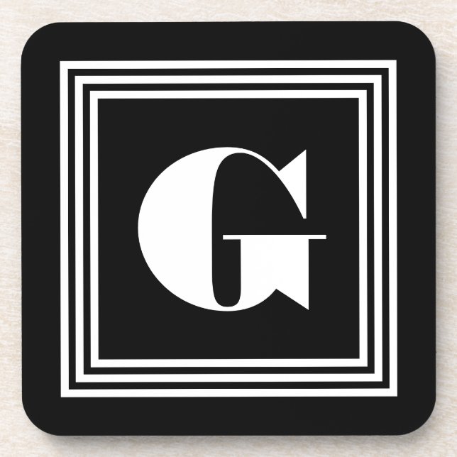 Bold 3 Frame Monogram | Black & White Coaster (Front)