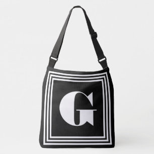 Bold 3 Frame Monogram   Black & White Crossbody Bag