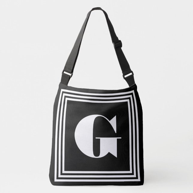 Bold 3 Frame Monogram | Black & White Crossbody Bag (Front)