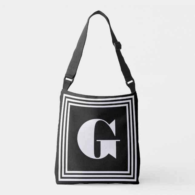 Bold 3 Frame Monogram | Black & White Crossbody Bag (Front)