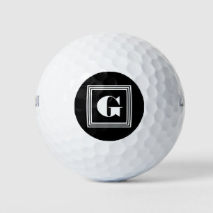 Bold 3 Frame Monogram   Black & White Golf Balls