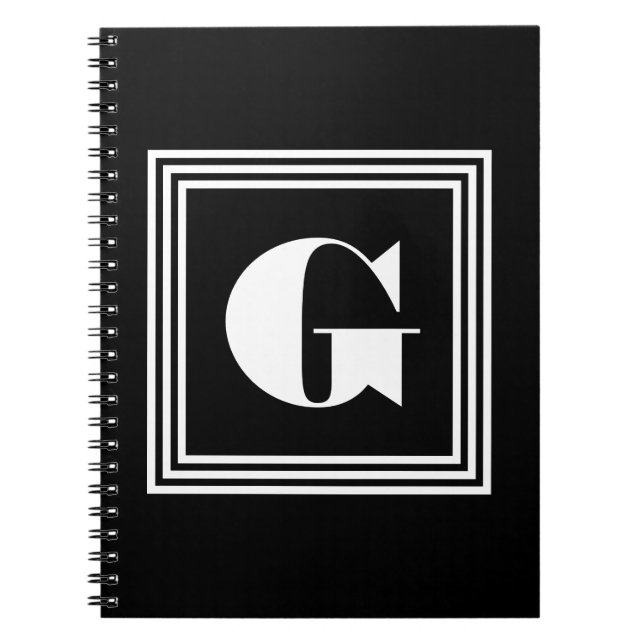 Bold 3 Frame Monogram | Black & White Notebook (Front)