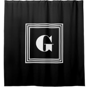 Bold 3 Frame Monogram Black & White Shower Curtain