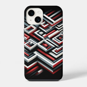 Bold 3D Geometric Maze Phone Case - Red, Black 