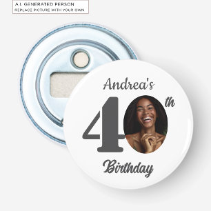 Bold 40th Birthday Party Photo Favour Bottle Opener