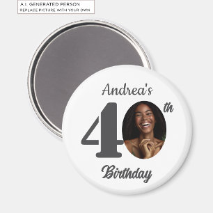 Bold 40th Birthday Party Photo Favour Magnet