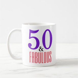 Bold 50 & Fabulous Birthday Typography Design Coffee Mug