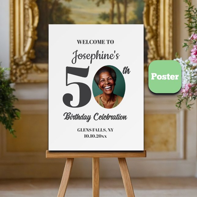 Bold 50th Birthday Party Photo Welcome Poster (Creator Uploaded)