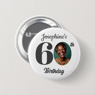Bold 60th Birthday Party Photo Favor 6 Cm Round Badge