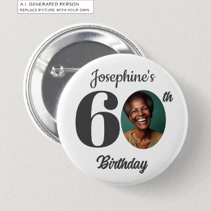 Bold 60th Birthday Party Photo Favor 6 Cm Round Badge