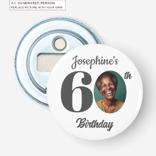 Bold 60th Birthday Party Photo Favour Bottle Opener