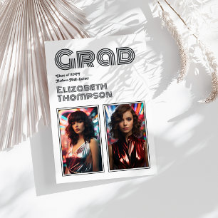 Bold 70s Typography Retro Disco Graduation Party Invitation