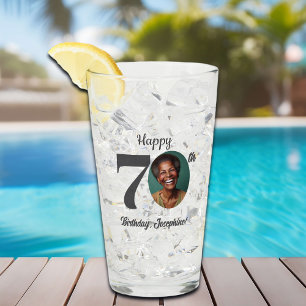 Bold 70th Birthday Photo Glass