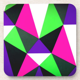 Bold 80s Color Block Neon Green Pink Purple Coaster