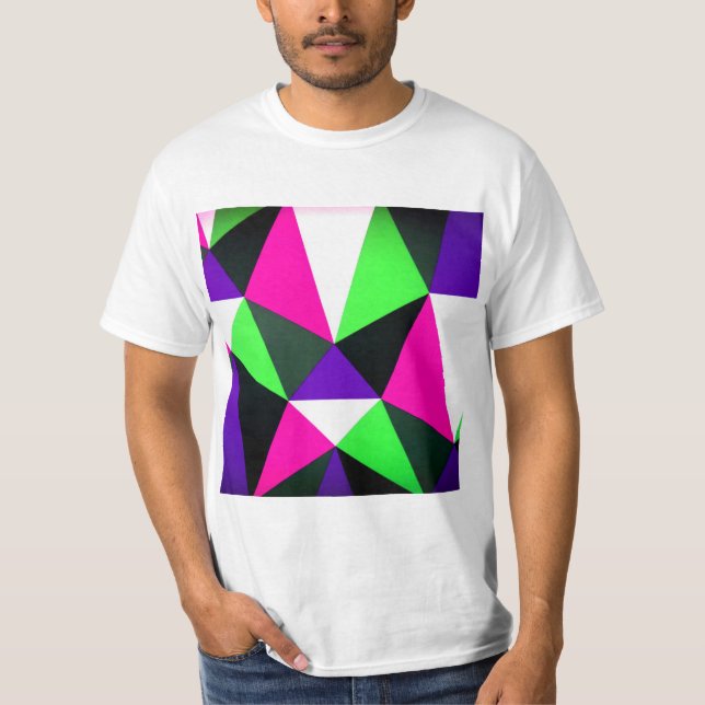 Bold 80s Color Block Neon Green Pink Purple T-Shirt (Front)