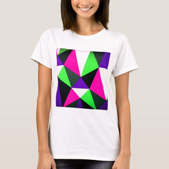 Bold 80s Color Block Neon Green Pink Purple T-Shirt (Front)