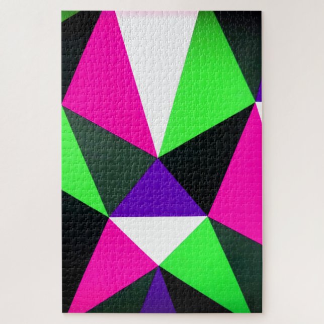 Bold 80s Colour Block Neon Green Pink Purple Jigsaw Puzzle (Vertical)