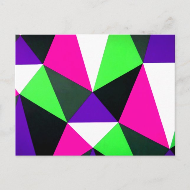 Bold 80s Colour Block Neon Green Pink Purple Postcard (Front)
