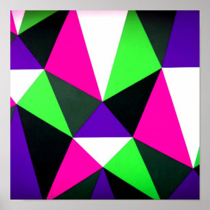 Bold 80s Colour Block Neon Green Pink Purple Poster