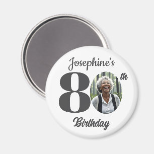 Bold 80th Birthday Party Photo Favor Magnet