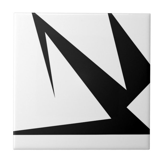 Bold Abstract Art Black White Ceramic Tile (Front)