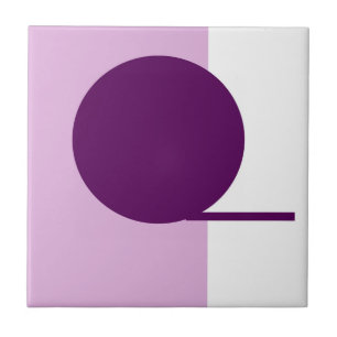 Bold Abstract Art Circle Purple Pink White Ceramic Tile