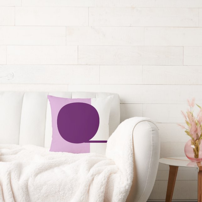 Bold Abstract Art Circle Purple Pink White Cushion (Couch)