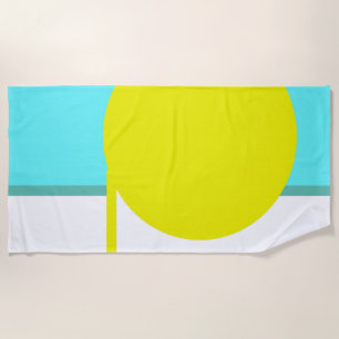 Bold Abstract Art Circle Turquoise Green Yellow Beach Towel