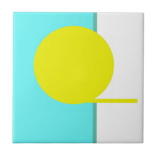 Bold Abstract Art Circle Turquoise Green Yellow Ceramic Tile