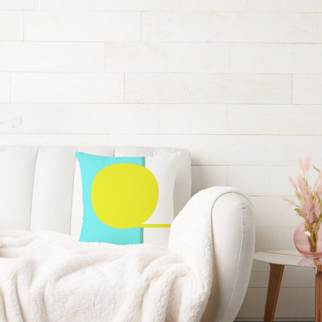 Bold Abstract Art Circle Turquoise Green Yellow Cushion (Couch)