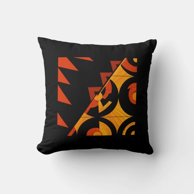 bold abstract art deco brown,tan and black cushion (Front)
