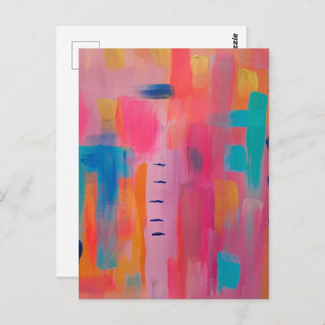 Bold Abstract Art in Pinks and Blues  Postcard (Front/Back)