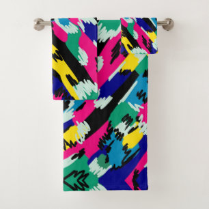 Bold Abstract Art in Primary Colours Bath Towel Set
