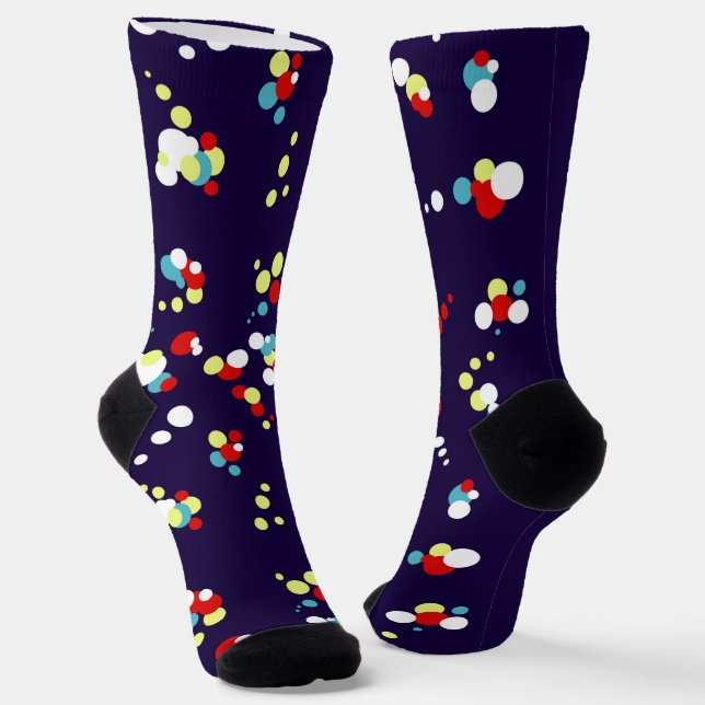 Bold Abstract Art Red Blue Yellow Circles Socks (Angled)