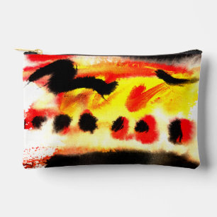 Bold Abstract Black Red Yellow Flowing Colours Accessory Pouch