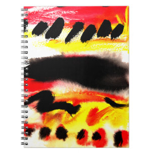 Bold Abstract Black Red Yellow Flowing Colours Notebook