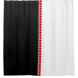 Bold Abstract Black White and Red Pattern Shower Curtain