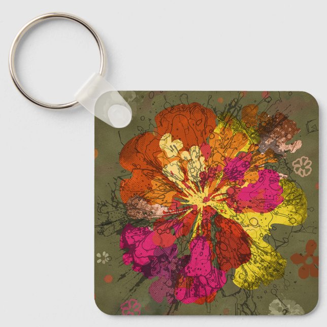 Bold Abstract Bloom Key Ring (Front)