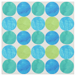 Bold Abstract Blue Green White Circles Fabric