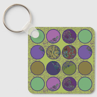 Bold Abstract Boho Circles: Retro Vibe Key Ring