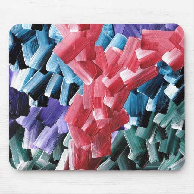 Bold Abstract Brush Strokes in Red and Blue Mouse Pad (Front)