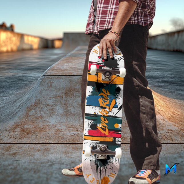Bold Abstract Brushstroke - Live to Ride design  Skateboard (Creator Uploaded)