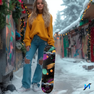 Bold Abstract Brushstroke with Contemporary Flair Skateboard