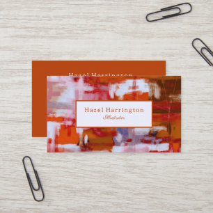 Bold Abstract Business Card Customize Red Orange
