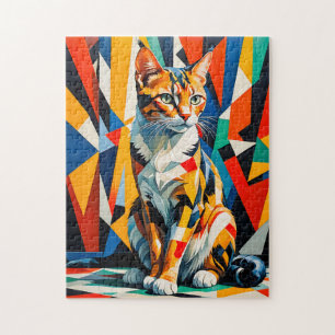 Bold Abstract Cat Artwork Jigsaw Puzzle