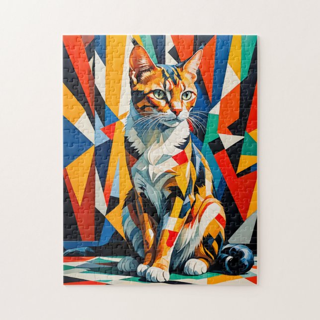Bold Abstract Cat Artwork Jigsaw Puzzle (Vertical)