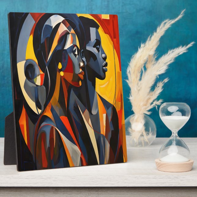 Bold Abstract Cubist Portrait Art Plaque (Side)